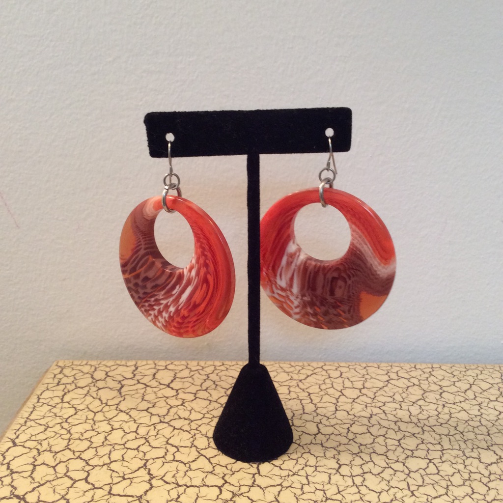 Hoop Acrylic Amber Colored Earrings.